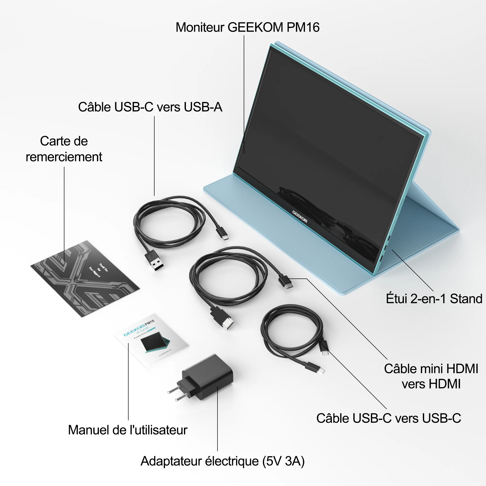 GEEKOM PM16 Écran 1080P
