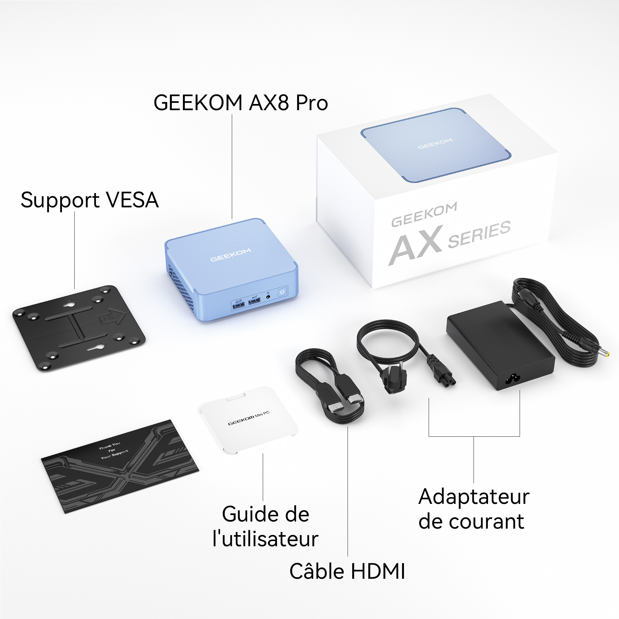 6 GEEKOM MINI PC A8 Liste de colis